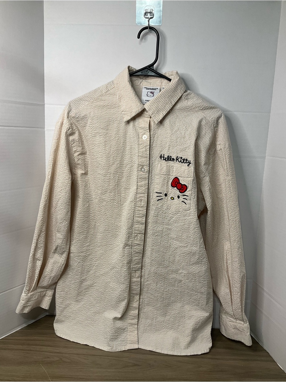 Forever 21 Cream Hello Kitty Button-Down Shirt
